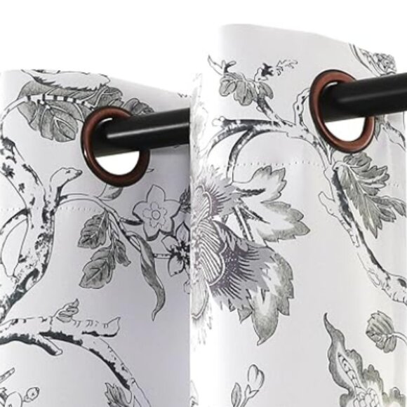 Floral Curtains – Set of 2 Panels, 52"x84" Each, Thermal Insulated Grommet Drape - Picture 4 of 6